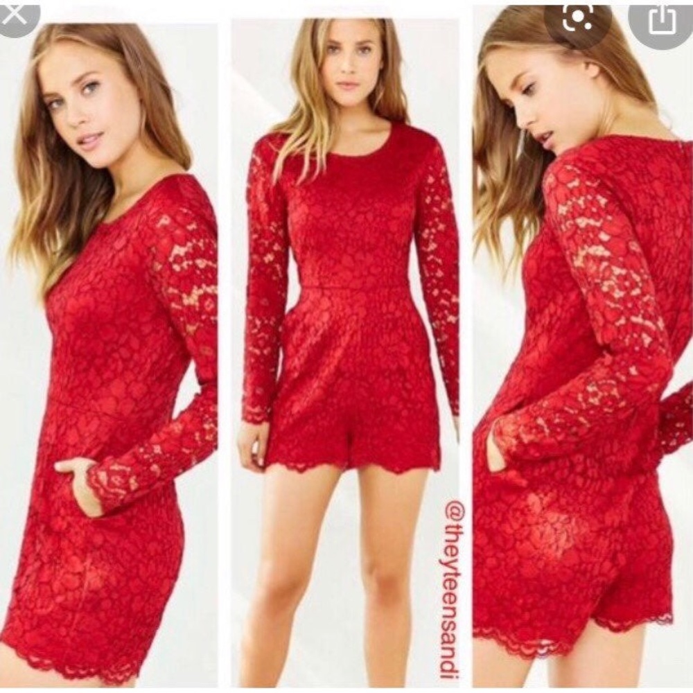 Kimchi Blue Red Lace Romper